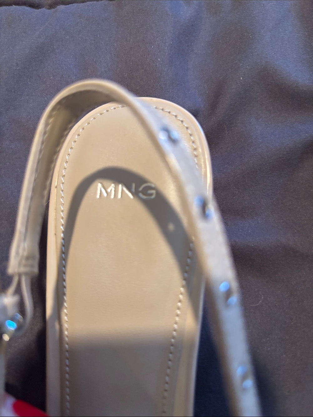 Mango Vany Studded Slingback Kitten Heels Pointed Toe Buckle size 7.5 - Picture 2 of 8
